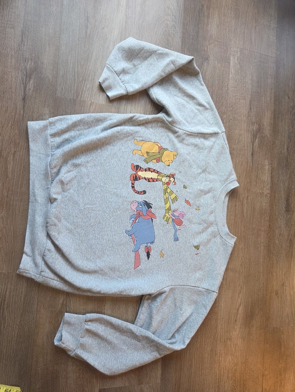 Winnie the Pooh Blustery Day Grey Sweatshirt Pullover Womens size Medium 8-10 - Picture 2 of 8